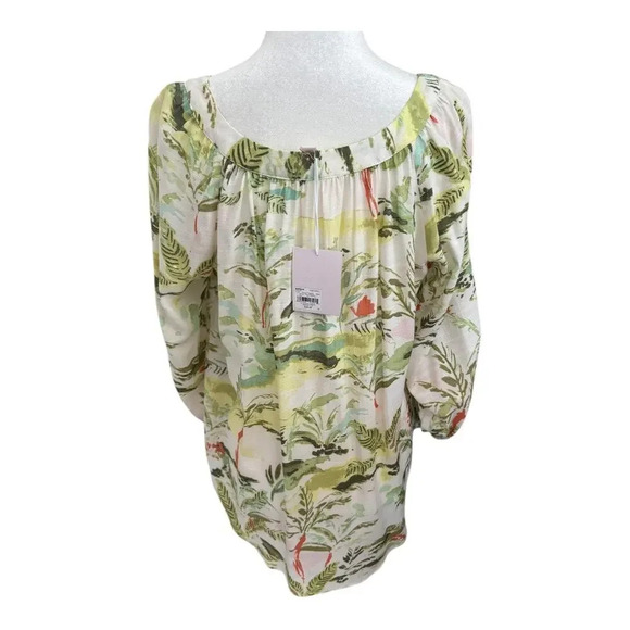 NEW LC Lauren Conrad Women's Watercolor Peasant Blouse Size Small Multicolor NWT - Picture 1 of 8